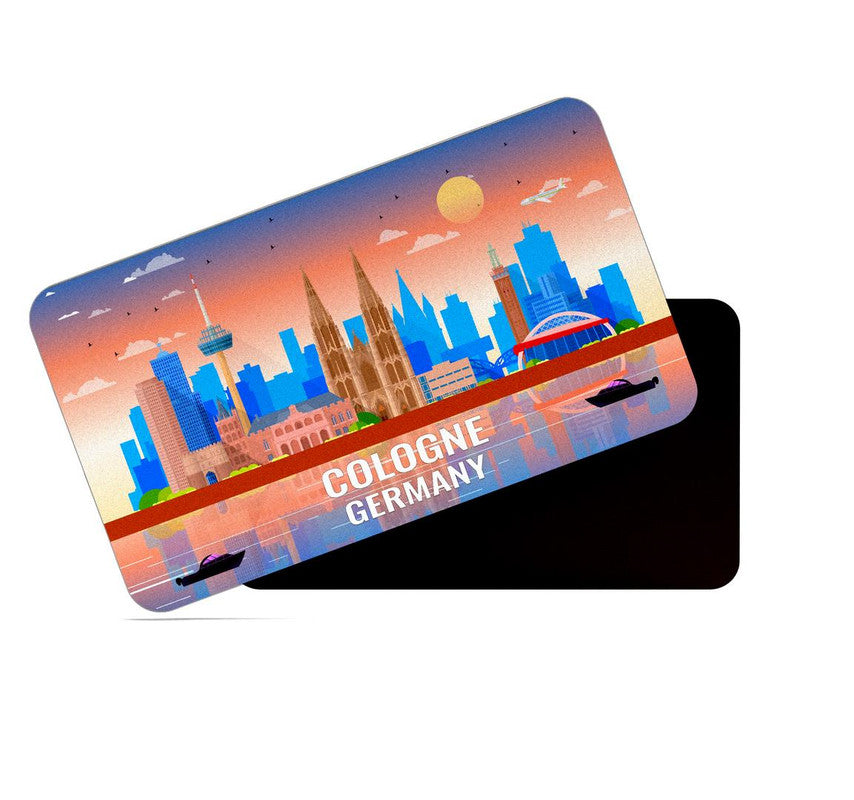 dhcrafts Rectangular Rubber Fridge Magnet / Magnetic Card Multicolor Germany Cologne Design Pack of 1 (8.6cm x 5.4cm)